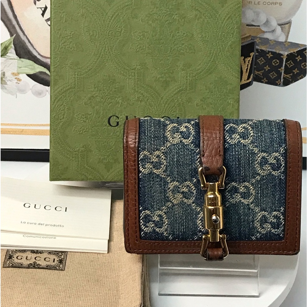 ‼️SOLD‼️GUCCI Jackie 1961 Denim Compact Card Wallet 😍🔥 - Picture 12 of 17